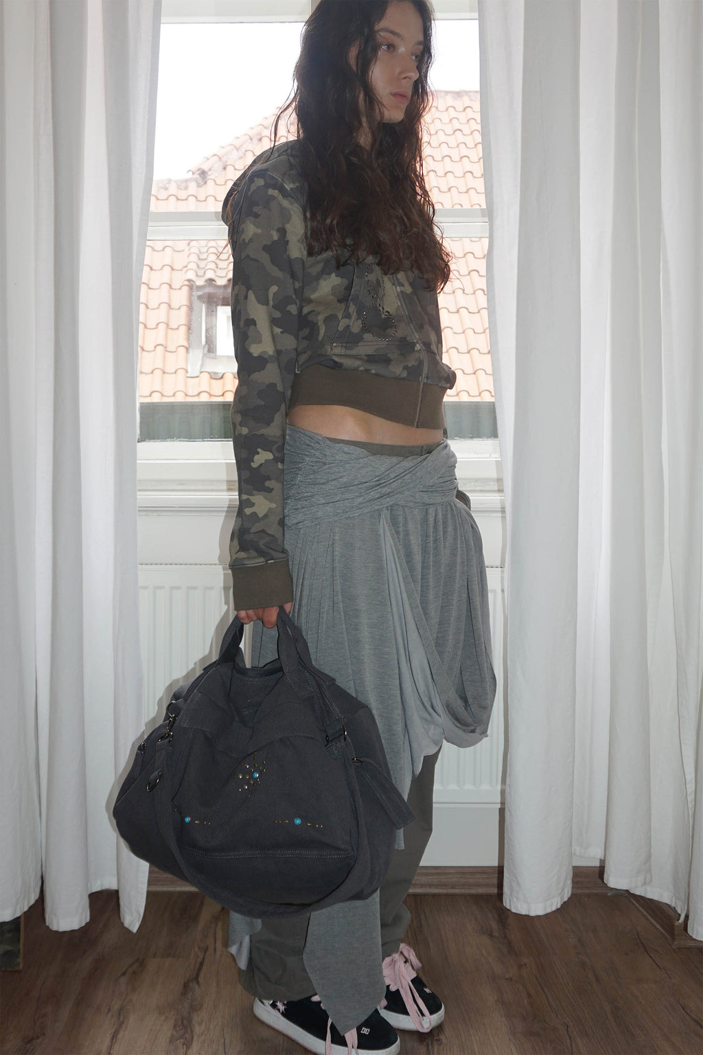 Sculptor Three-Way Stud Twill Bag Cool Gray