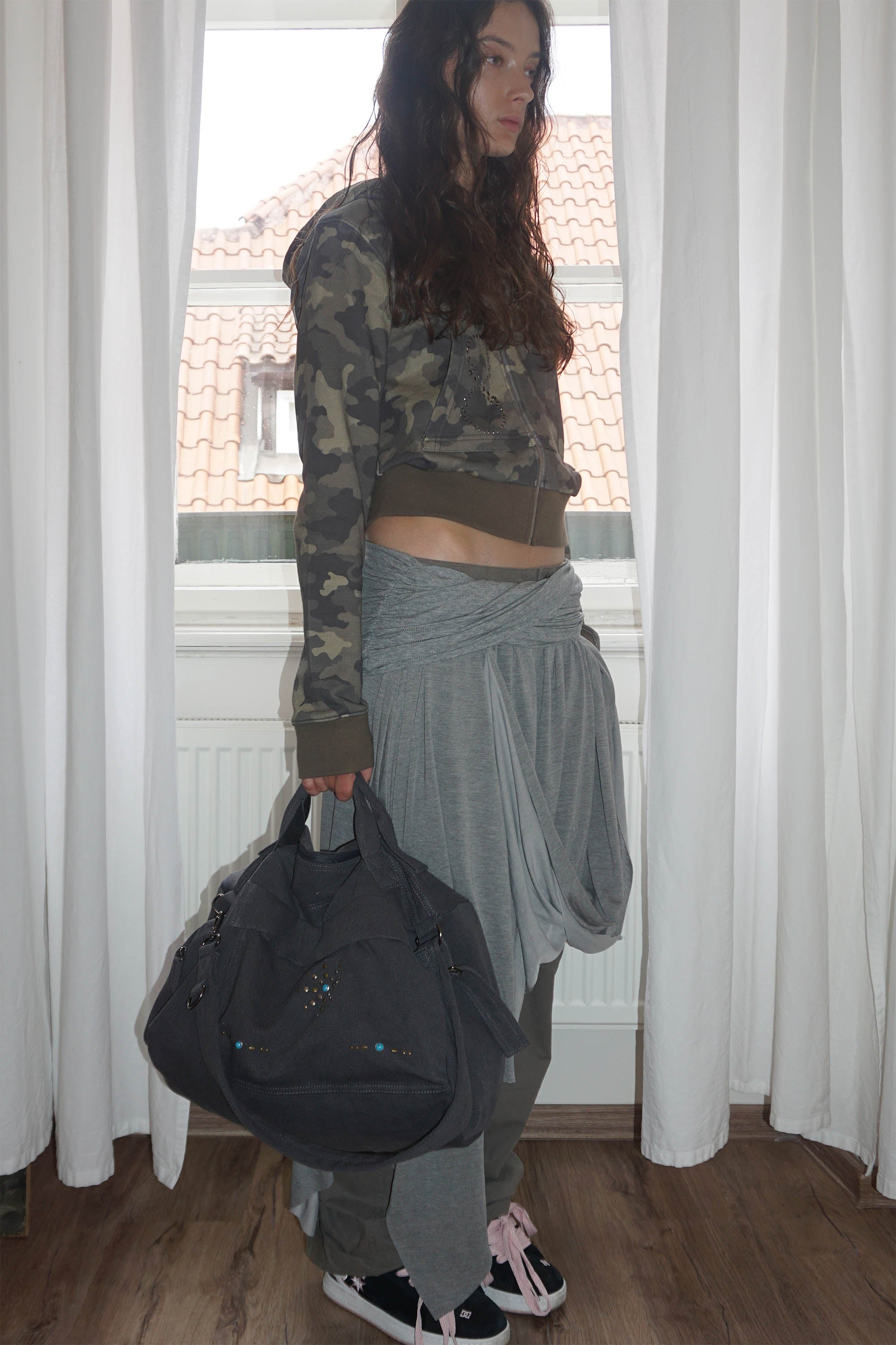 Sculptor Three-Way Stud Twill Bag Cool Gray