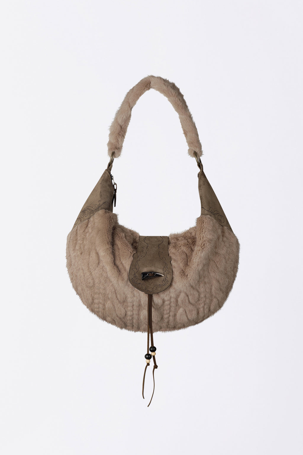 Sculptor Horseshoe Fur Bag Brown