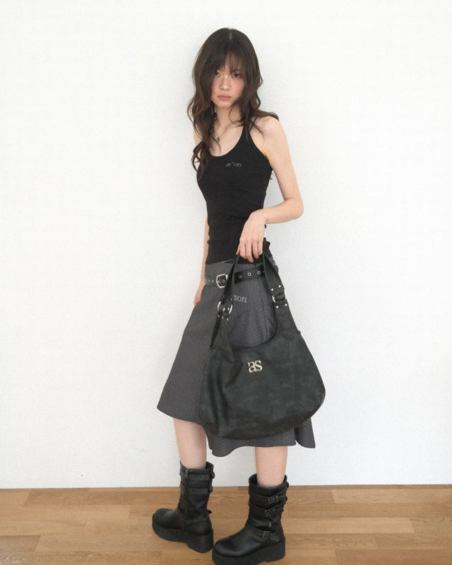 ason RICKY SHOULDER BAG / CRACK BLACK