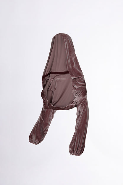 Sculptor Velvet Priest Hoodie Bolero Pink Brown