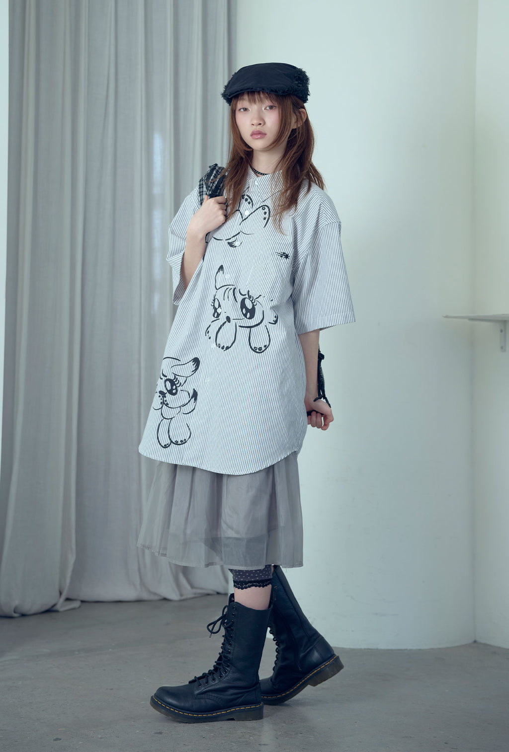 niceghostclub baby guardians stripe big big half shirt [2colors]