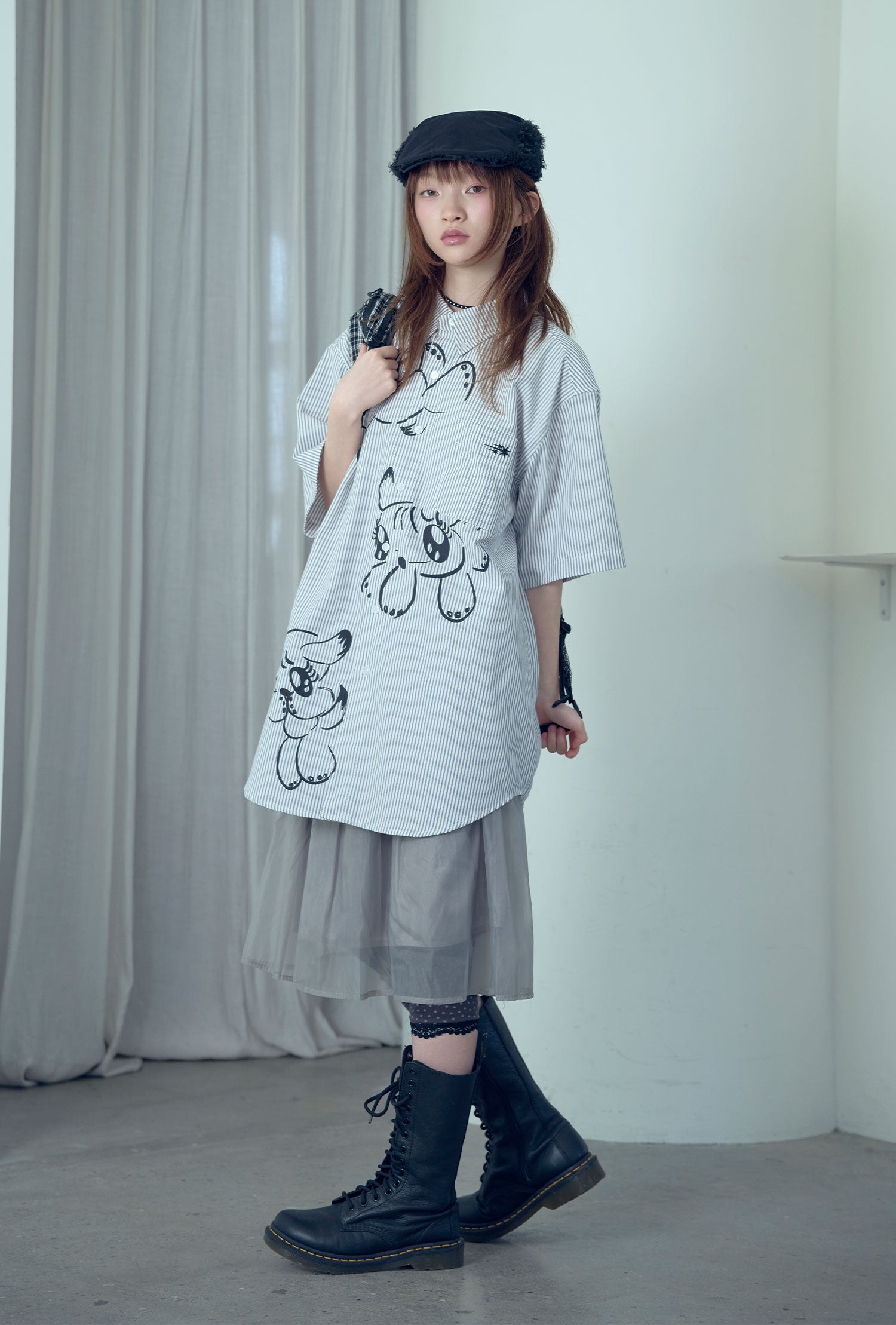 niceghostclub baby guardians stripe big big half shirt [2colors]