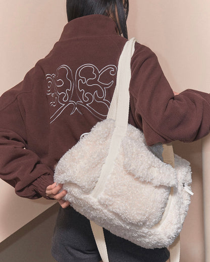 NASTY FANCY CLUB FLUFFY SNAP BOSTON BAG / CREAM