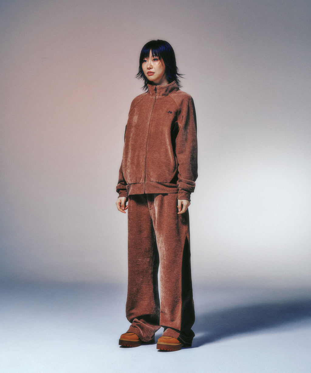 niceghostclub VELOUR TRACK JACKET [BROWN]