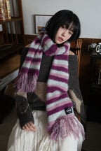 IUGA Striped Hairy Bold Muffler (Magenta)