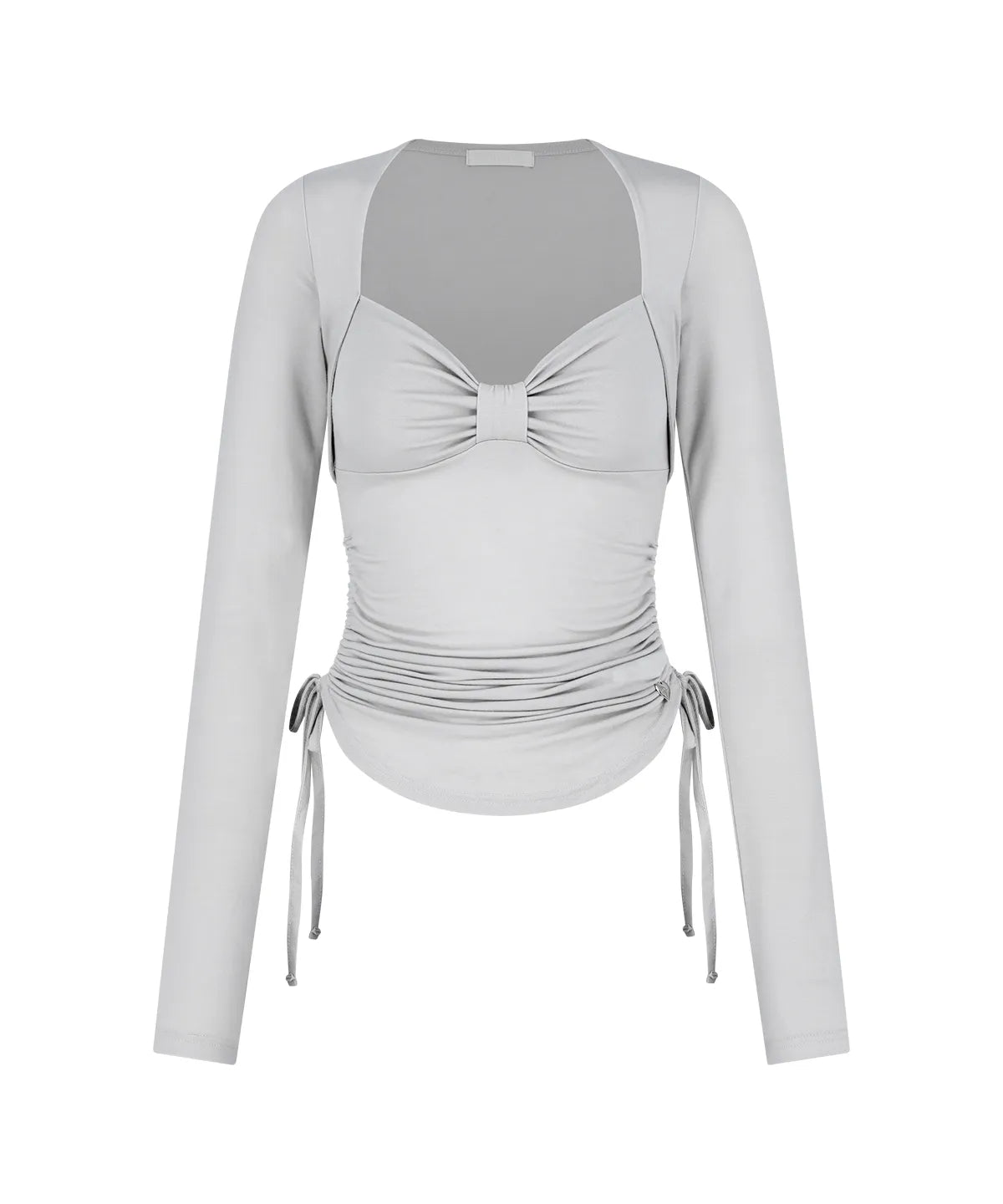 [illigo] BOW BOLERO SHIRRING TOP_GREY