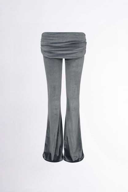 Sculptor Velvet Shirring Lowrise Pants Gray