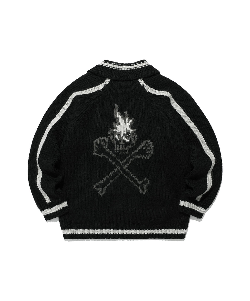 niceghostclub SKULL COWICHAN SWEATER [BLACK]