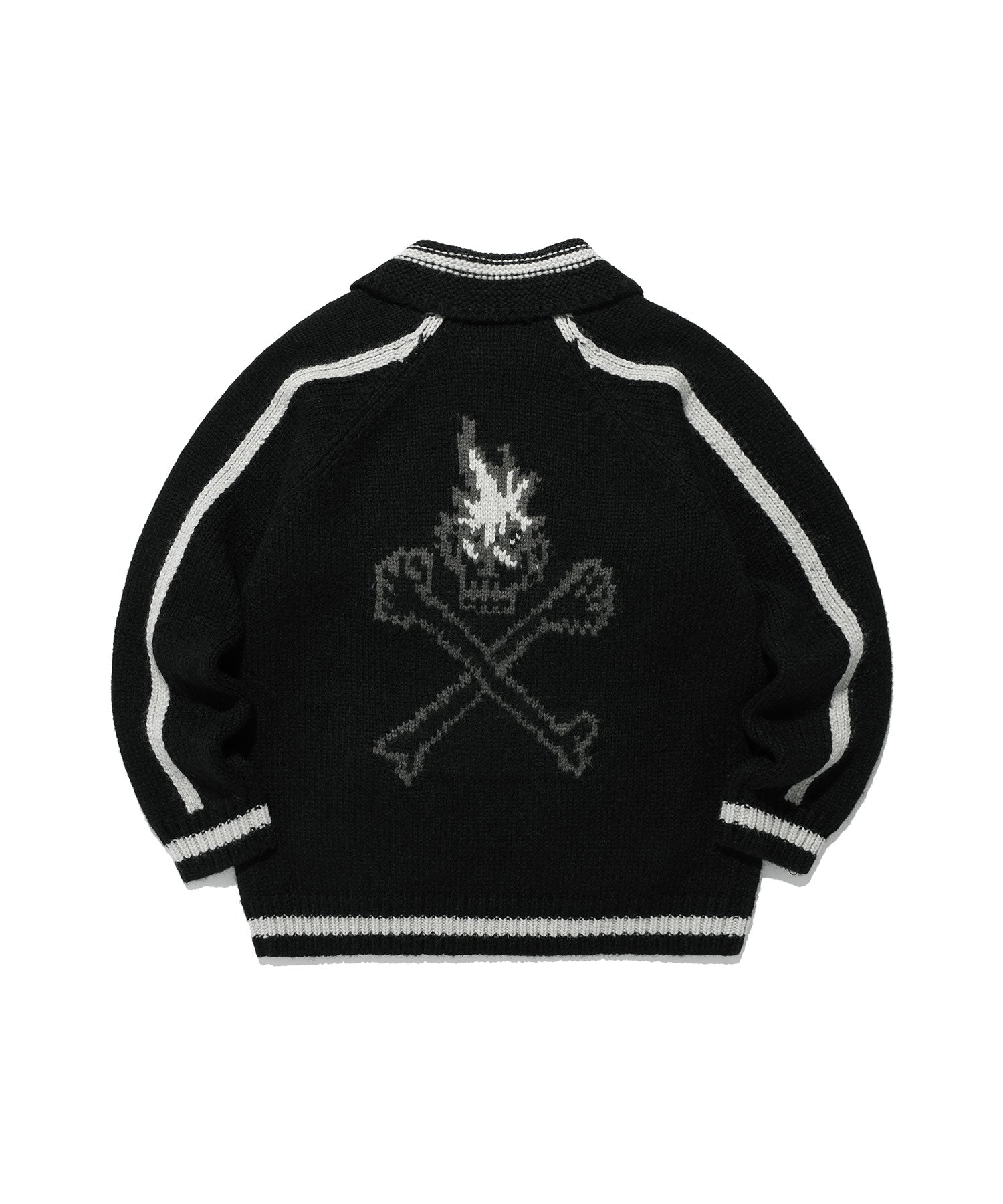 niceghostclub SKULL COWICHAN SWEATER [BLACK]