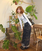 NASTY FANCY CLUB STRING DOT ROLL-UP PANTS / BLACK