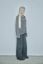 hugyourskin Popcorn knit zip-up (Charcoal)