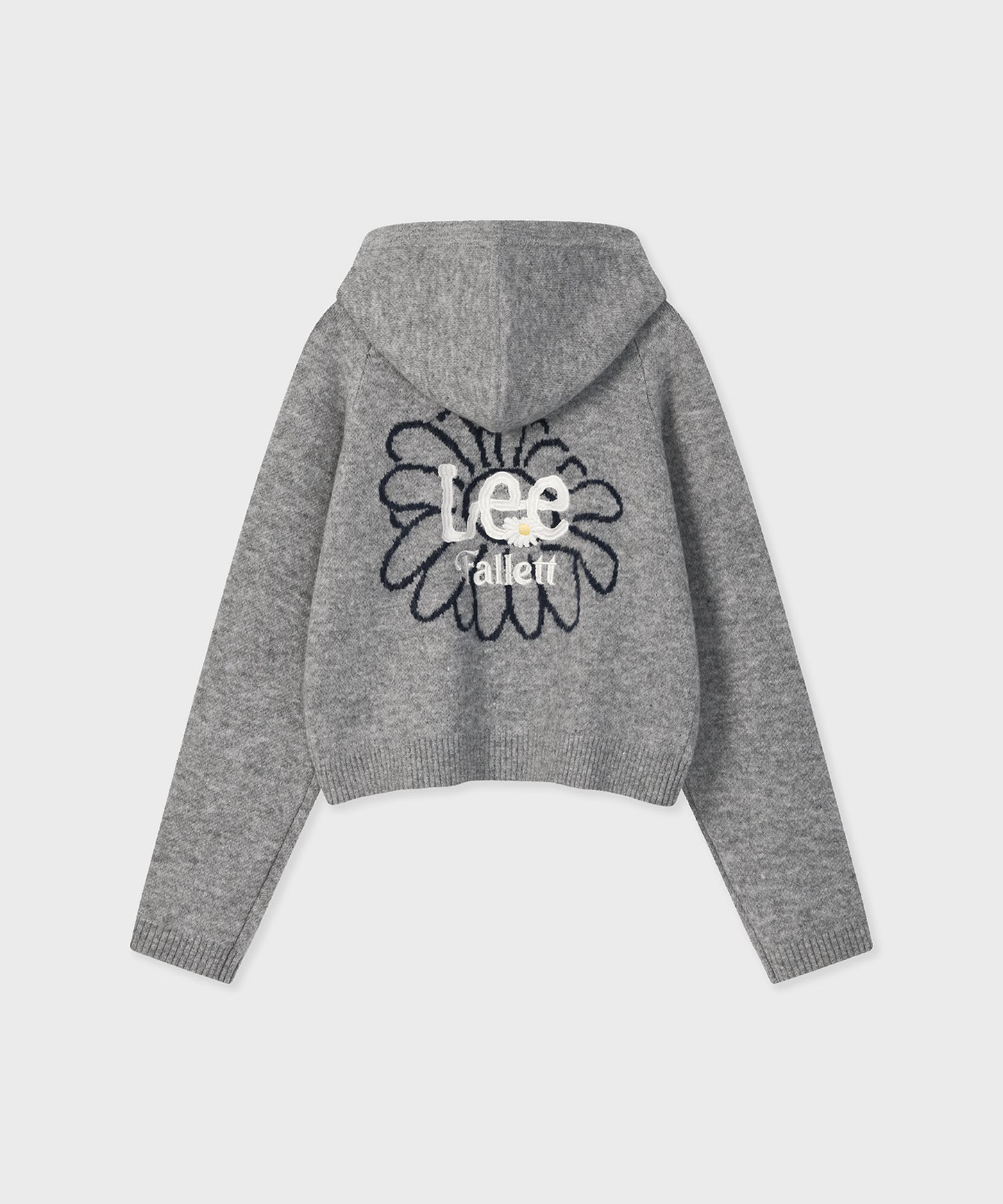 [Fallett x Lee] Sun Flower Logo Hoodie Knit Cardigan / grey