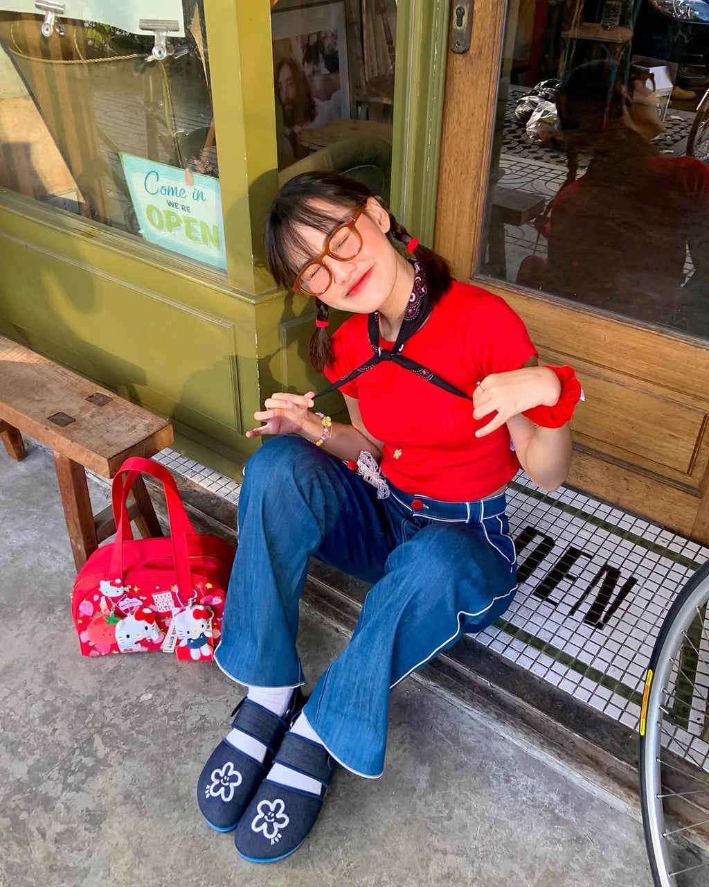 kuudoo Denim Flower Sandals (size 35~45 available)