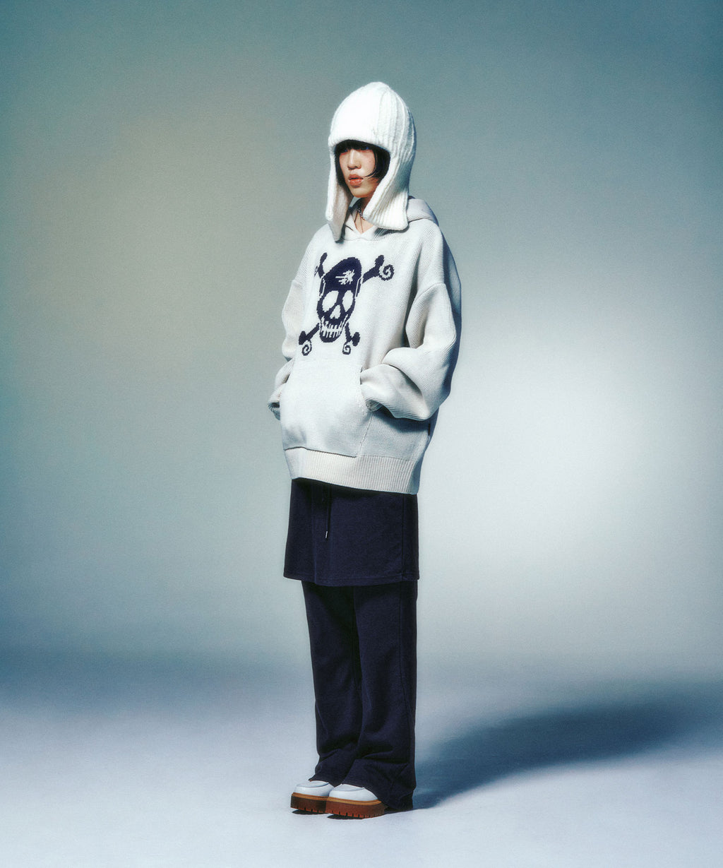 niceghostclub LOGO SWEAT LAYERED PANTS [CHARCOAL]