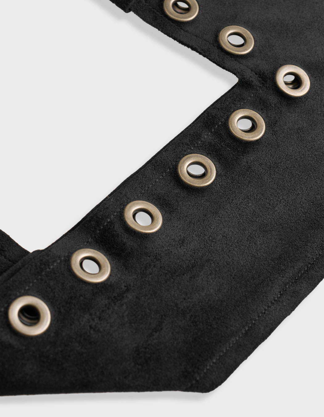 Polysooem EYELET SUEDE SHOULDER BAG / BLACK