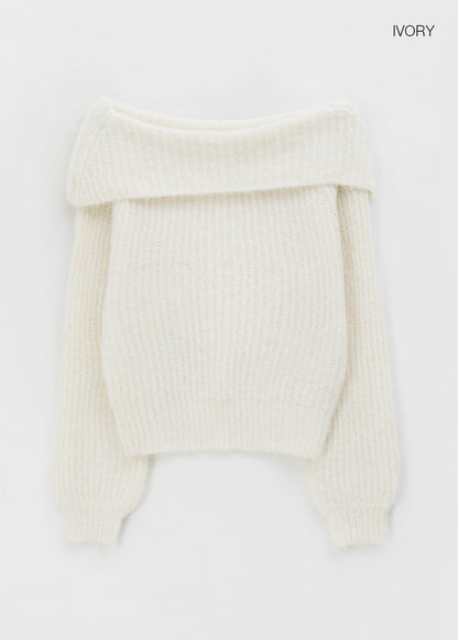 BLACKUP Penner Off-Shoulder Knit (30%wool) / 3colors