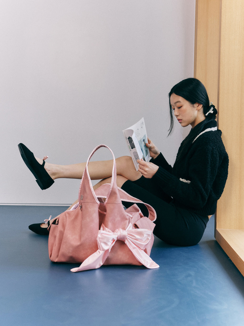 siweol Bow Shoulder Bag / Nubuck Pink