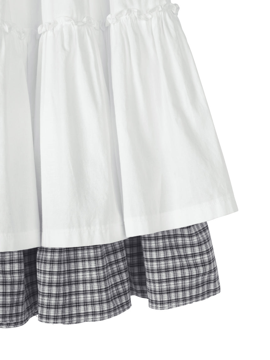 CHECK LONG CANCAN SKIRT (BK)