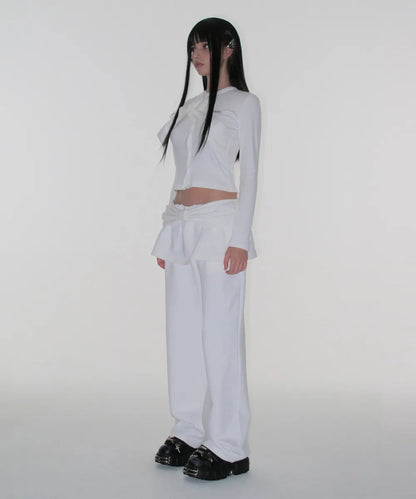 Ribbon Tie Knit Cardigan - White