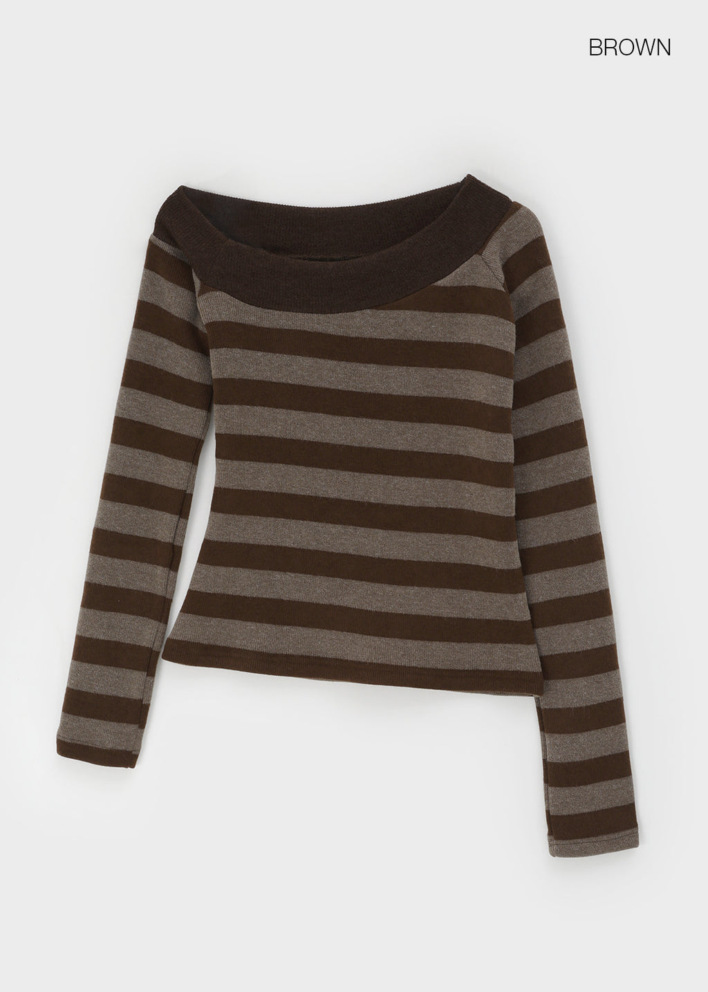 韓國製造 Striped Off-Shoulder LS Tee / 3colors
