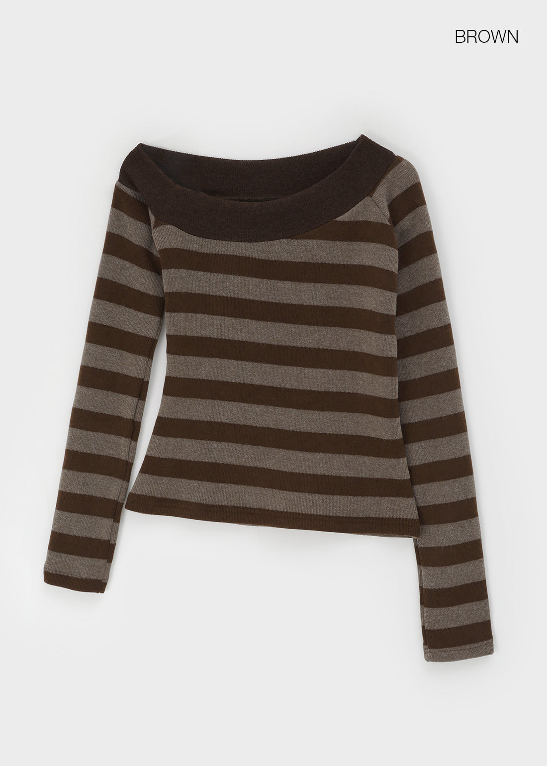韓國製造 Striped Off-Shoulder LS Tee / 3colors