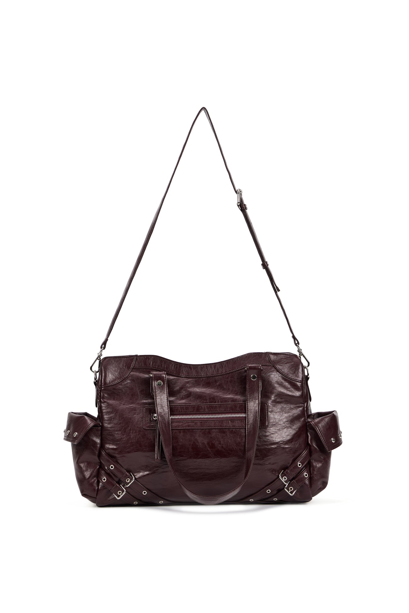DEINET STUD POCKET BIG BAG IN BURGUNDY