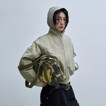 LSC Appliqué Hidden Hoodie Ma-1 Jacket Beige