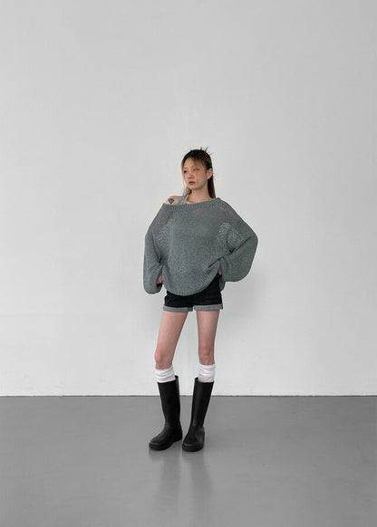 Summer Boat Neck Overfit Knit / 2colors