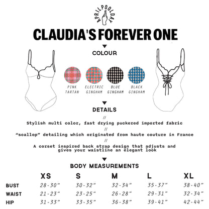 APRILPOOLDAY CLAUDIA'S FOREVERY ONE SWIMSUIT / ELECTRIC GINGHAM