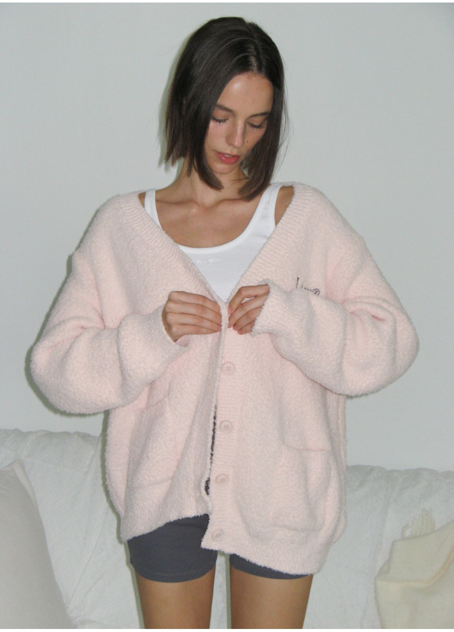 Sweet Dream Fluffy Cardigan Pants Set (Baby Pink)