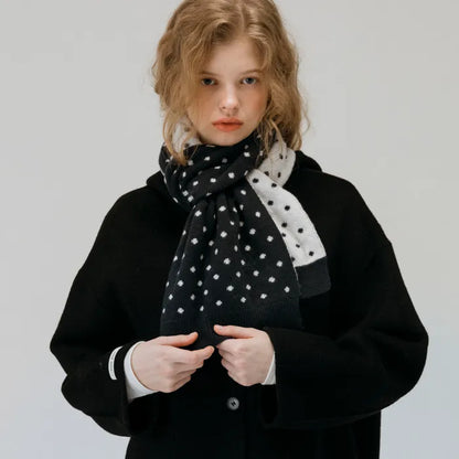 NEWYORKWORKS EMBROIDERY DOT DOUBLE SIDED MUFFLER_NAVY