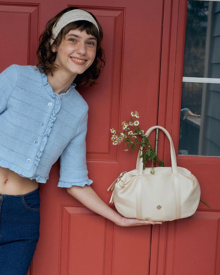 Heeari Aurora Shirring Duffel Mini Bag / ivory