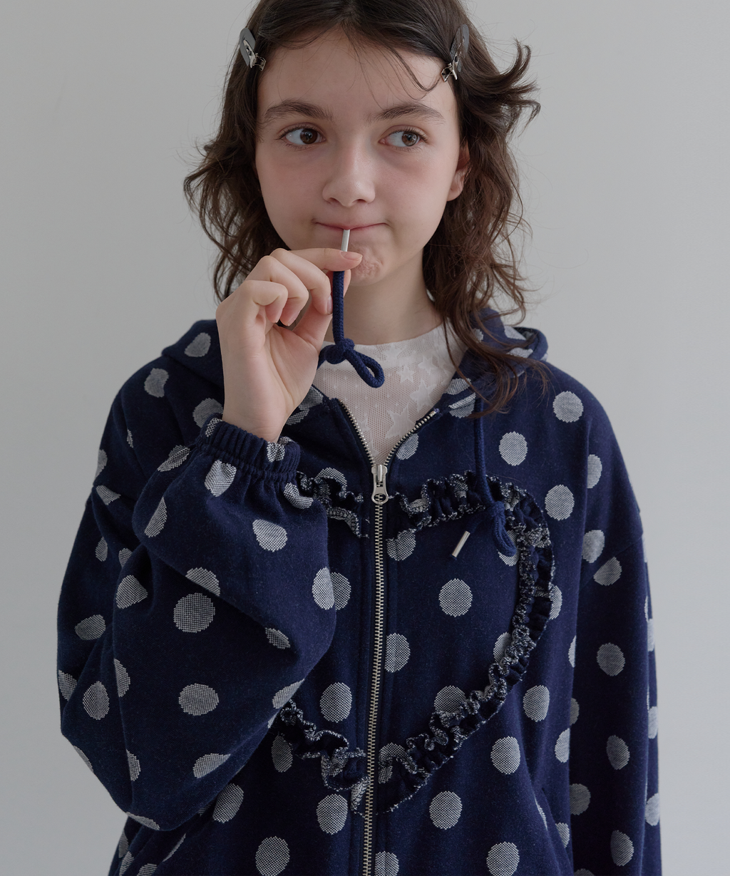 [Rei同款🎀] funfromfun FRILL HEART HOODIE DOT / 2COLORS