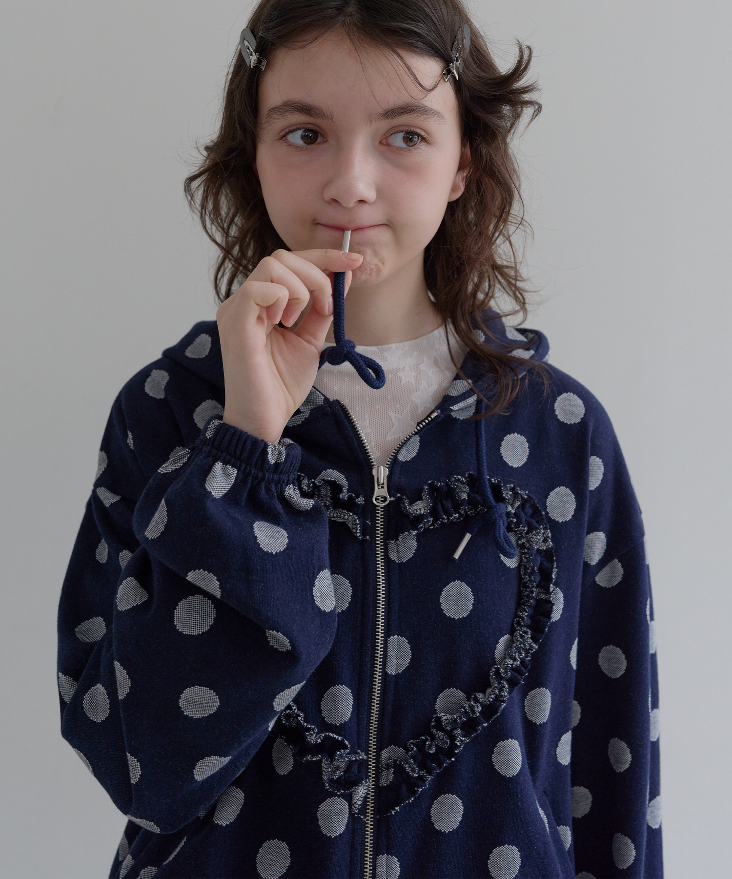 [Rei同款🎀] funfromfun FRILL HEART HOODIE DOT / 2COLORS