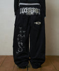 LSC CHECK PATCH WIDE COTTON PANT (BLACK)