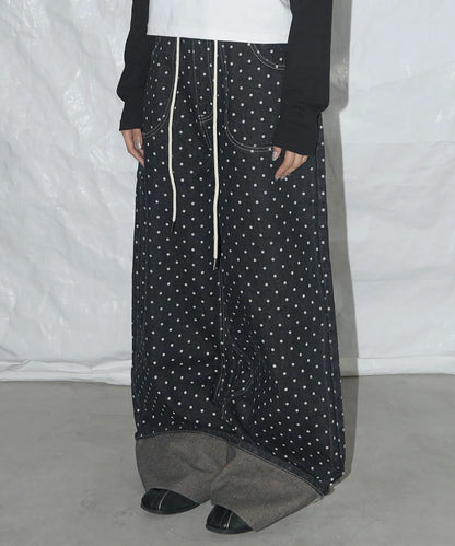 NASTY FANCY CLUB STRING DOT ROLL-UP PANTS / BLACK