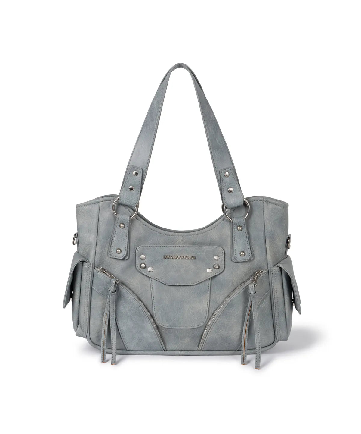 IUGA STUDDED LEATHER SHOULDER BAG / SKY BLUE