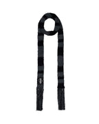 [winter同款🎀] IUGA STRIPED HAIRY SKINNY MUFFLER / BLACK