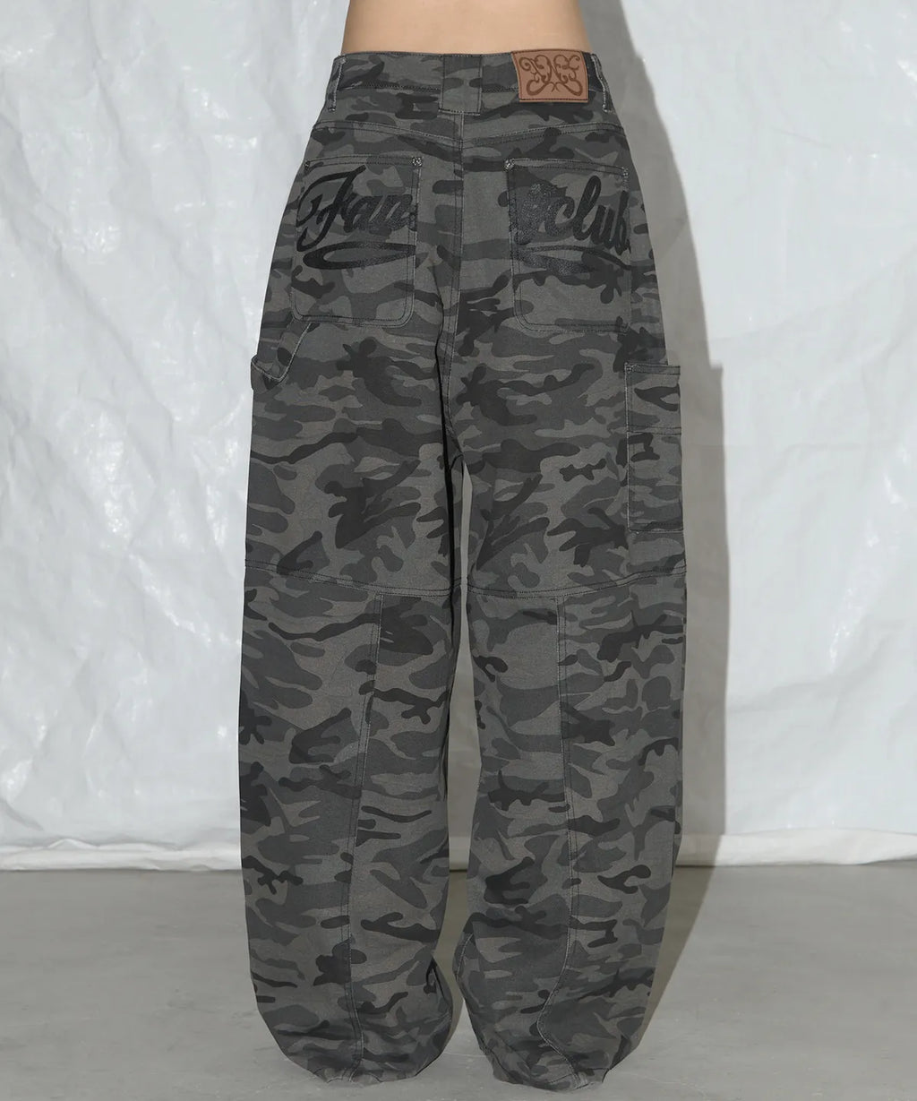 NASTY FANCY CLUB CARPENTER LETTERING DENIM PANTS / DARK GREY