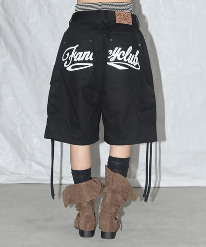 NASTY FANCY CLUB CARGO LETTERING BERMUDA PANTS / BLACK