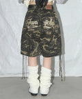 NASTY FANCY CLUB CARGO LETTERING BERMUDA PANTS / KHAKI CAMO