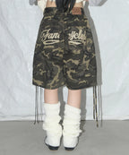 NASTY FANCY CLUB CARGO LETTERING BERMUDA PANTS / KHAKI CAMO