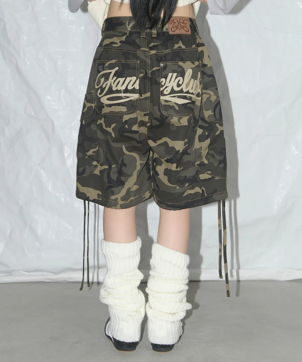 NASTY FANCY CLUB CARGO LETTERING BERMUDA PANTS / KHAKI CAMO