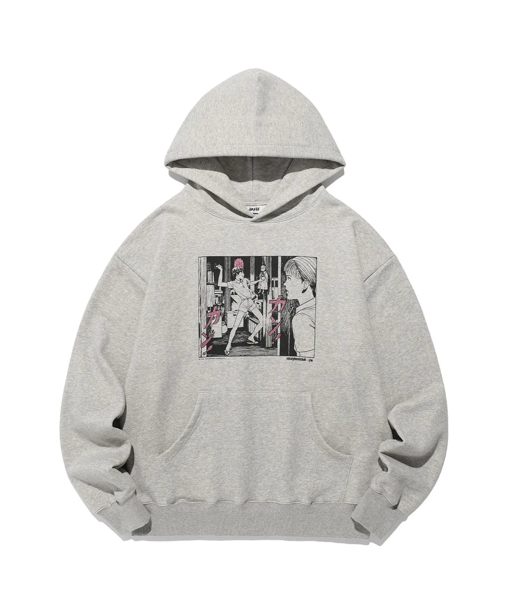 niceghostclub JUNJI ITO MANIAC SOUICHI GLITTER HOODIE [GREY]