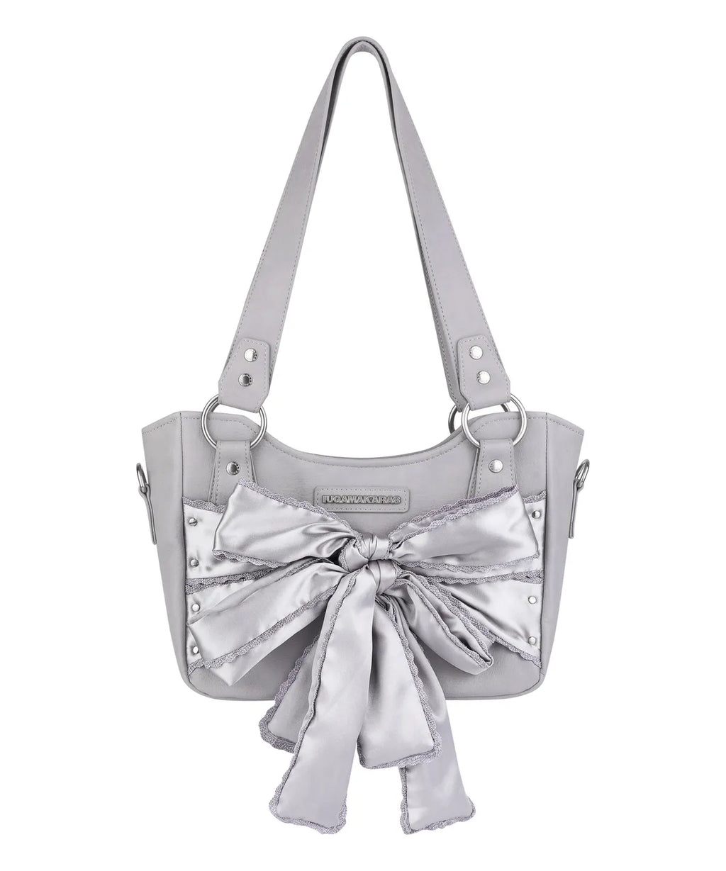 Laced Ribbon Leather Shoulder Bag (Light Purple)