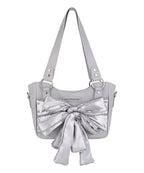 Laced Ribbon Leather Shoulder Bag (Light Purple)