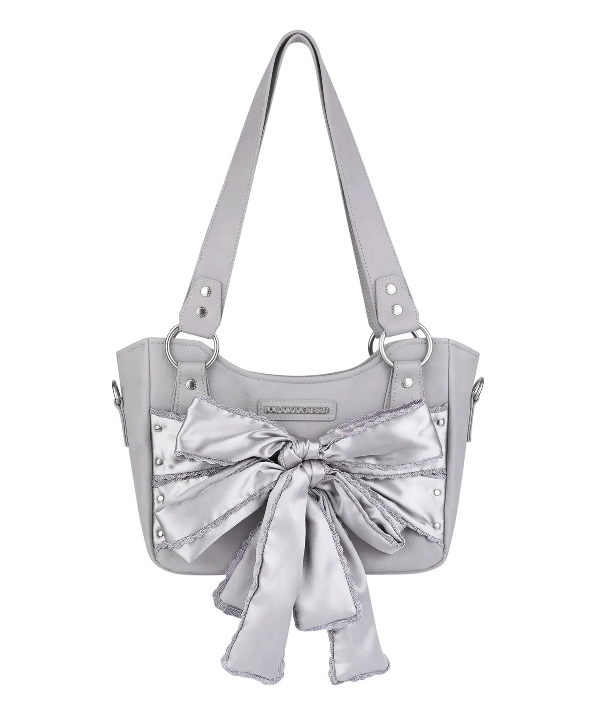 Laced Ribbon Leather Shoulder Bag (Light Purple)