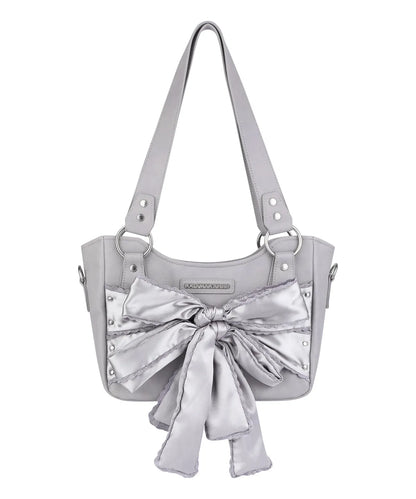 Laced Ribbon Leather Shoulder Bag (Light Purple)