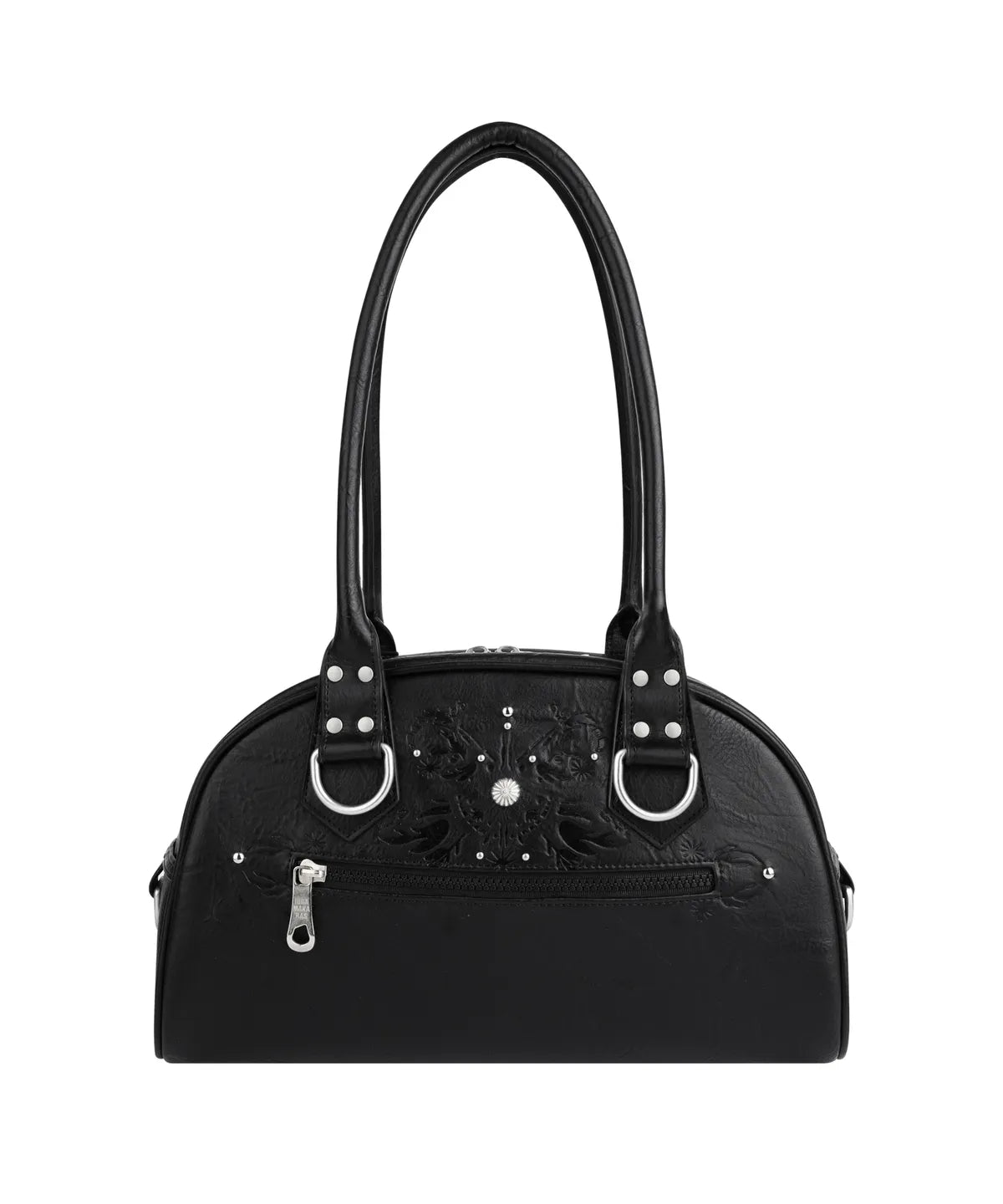 IUGA STUDDED LEATHER BOWLING BAG / BLACK
